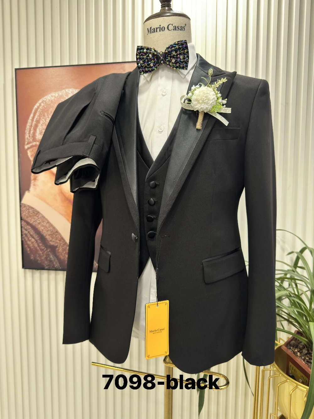 

High Quality Men's 3 Piece Black Tuxedo Slim Fit Groom Wedding Suit For Formal Dinner Party Elegant One Button Dancing Set