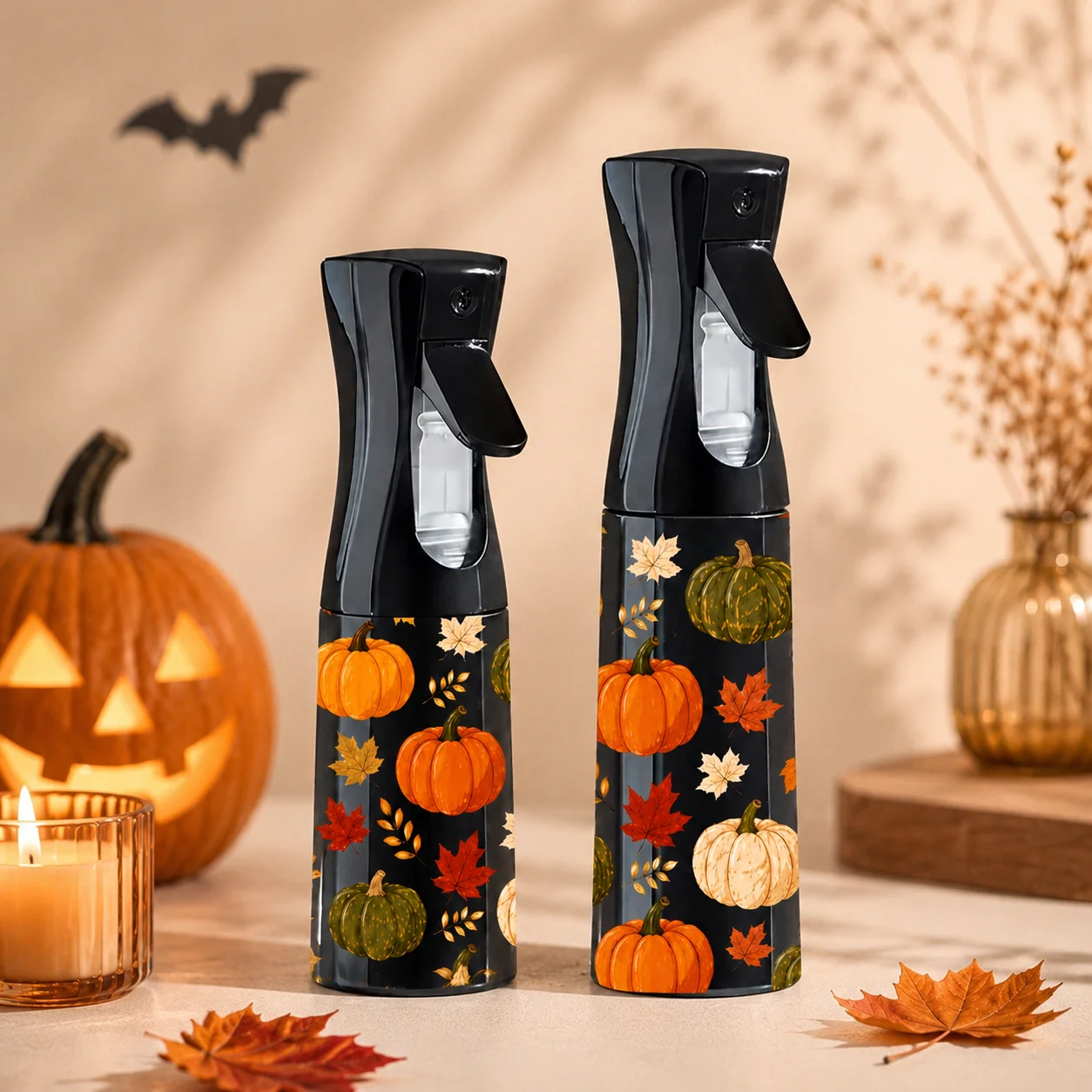 Fine Mist Spray Bottle Halloween Pumpkin Refillable Water Sprayer Continuous Spray Bottle for Hair Styling Salon Travel Beauty