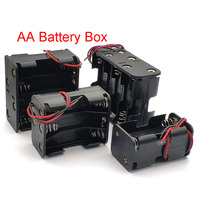 Black Plastic AA Battery Storage Case AA Back To Back Holder Container 4X 6X 8X 10X Aa Battery Storage Box Case Wire Lead Pin