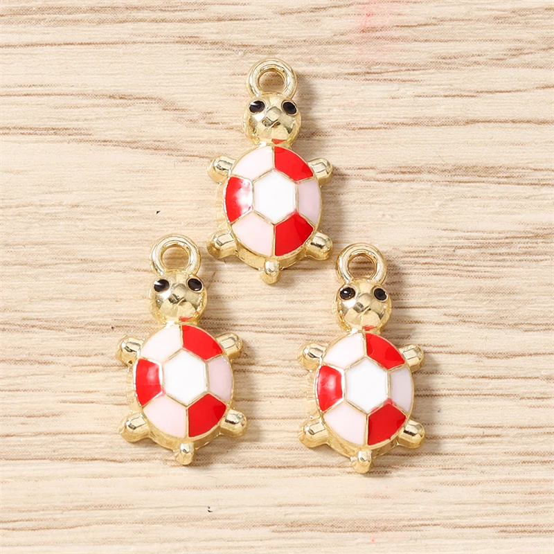 10 Stück 10x18mm Cartoon Emaille Tier Schildkröten-Anhänger für Schmuckherstellung Ohrringe Halsketten DIY Handgemachte Bastelarbeiten Zubehör – Detail 12