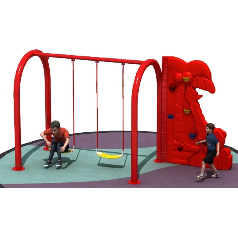 Outdoor Plastic Jungle Gym Rock Climbing Wall With Swing Set Professional Brands Children Playground Equipment Backyard Toy