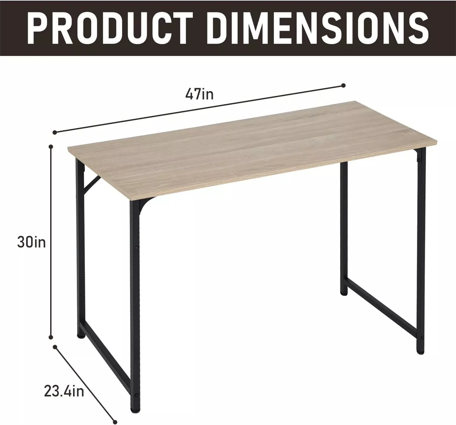 Computer Desk, 47 inches Home Office Desk Writing Study Table Modern Simple