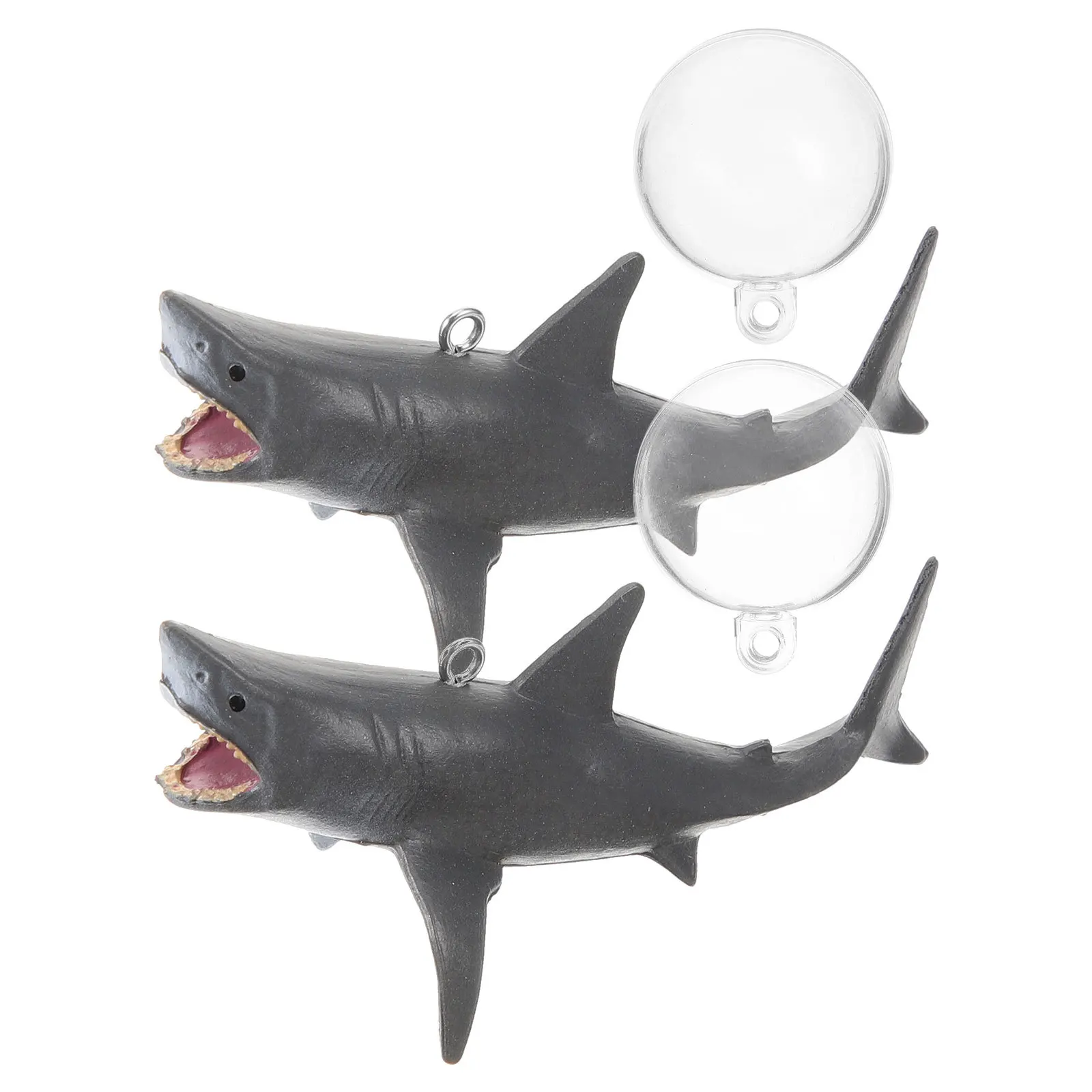 

2Sets Aquarium Floating Shark Decoration Fish Tank Decorations Realistic Suspended Marine Animal Prop Sturdy PVC Material Non