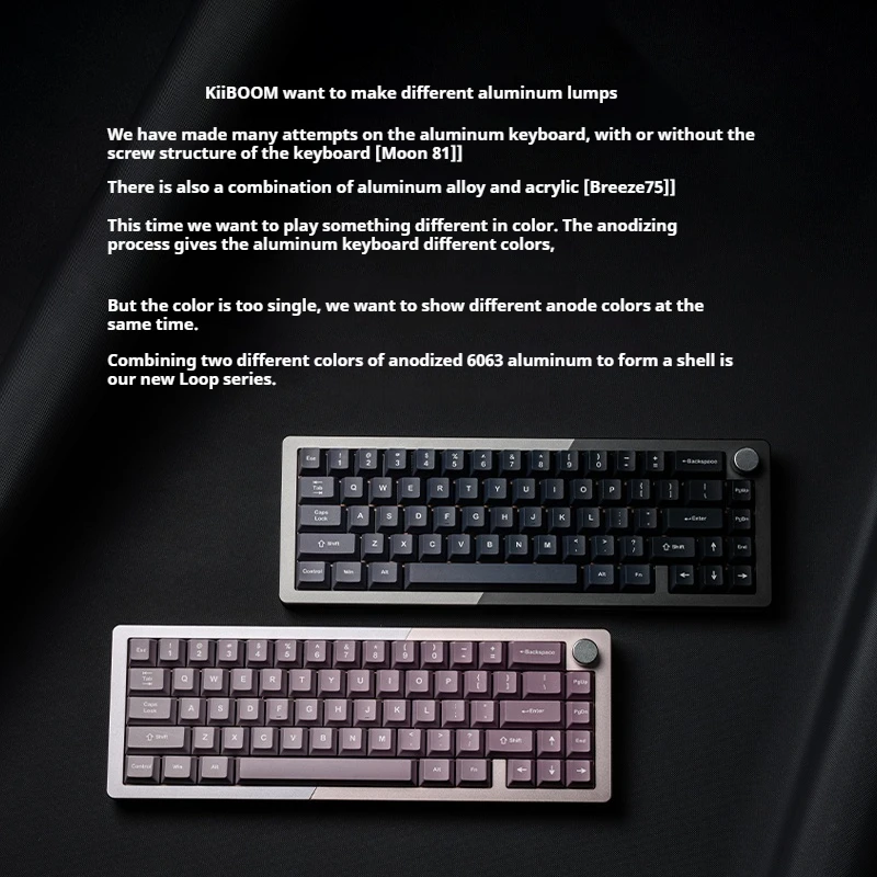 Kiiboom Loop65 Mechanical Keyboard Tri-Mode Custom Rgb Wireless Bluetooth Aluminum Via/Qmk Cnc Gasket Pbt 60 Layout 5 Floors