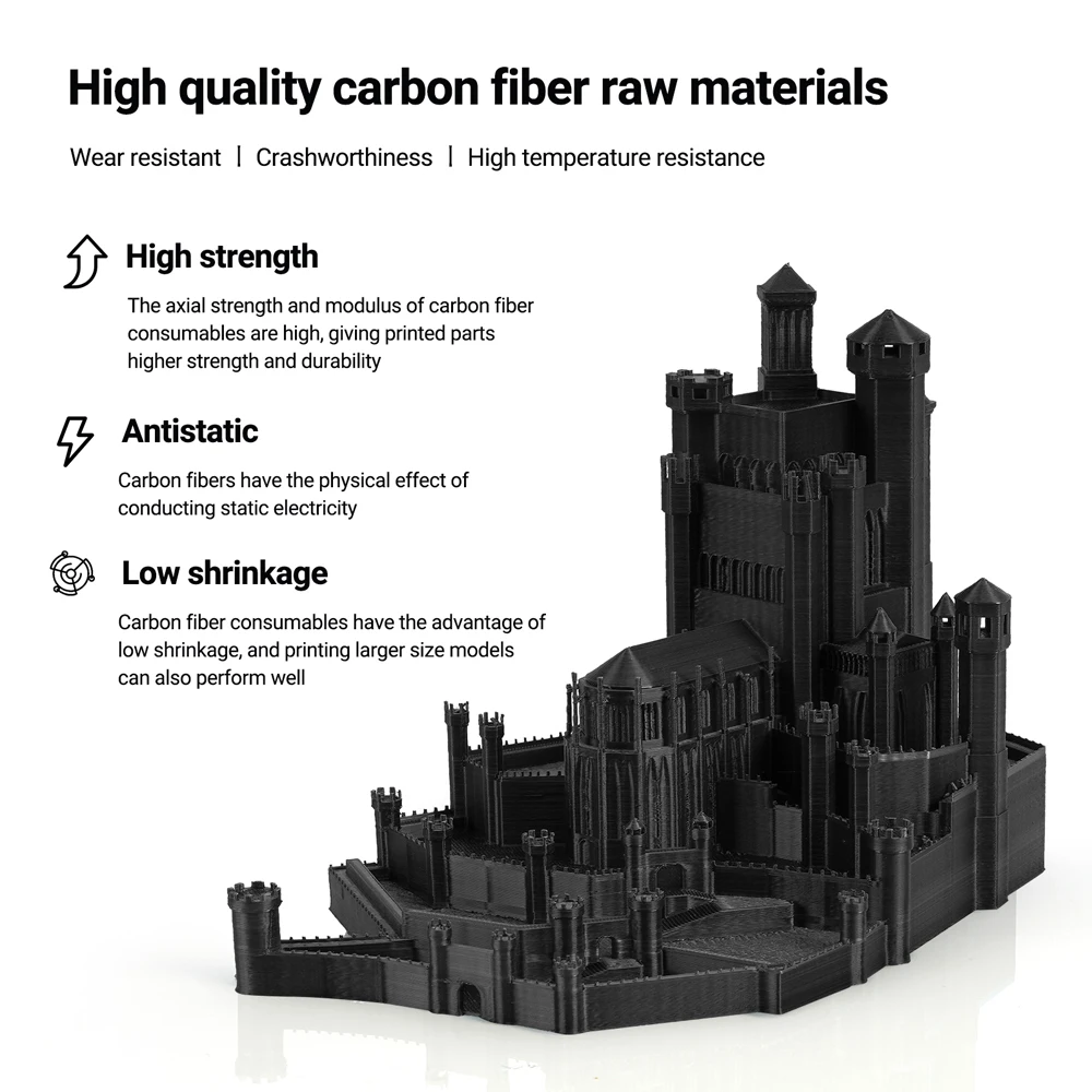 Imagem -06 - Fio do Filamento da Impressora da Fibra do Carbono 3d Fiação Exata Uniforme Arranjo Pla Petg 1kg