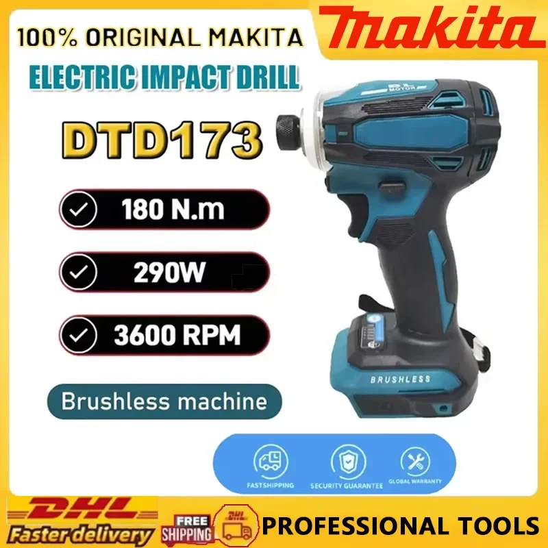 

Дрель Makita по дереву/болту/Т-режим для Makita 18 В DTD173, 1800 об/мин, беспроводной ударный шуруповерт, 180 Нм, бесщеточный двигатель, электрический