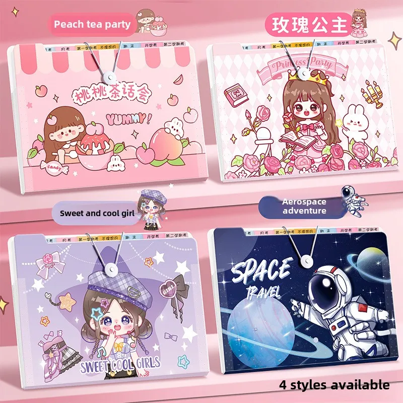 Cartoon Pattern Multi-layer Folder Transparent Data A4 Test Paper Insert Organ Bag Store and Organize Student File Bag
