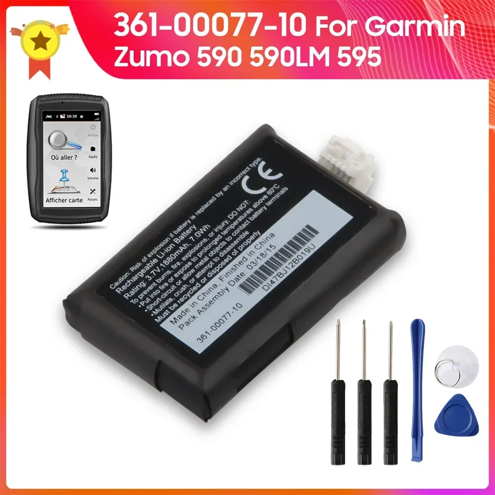 Replacement  Battery 361-00077-10 For Garmin Zumo 590 590LM 595 010-12110-003 616-00077-00 616-00077-10 361-00077-00 With Tool