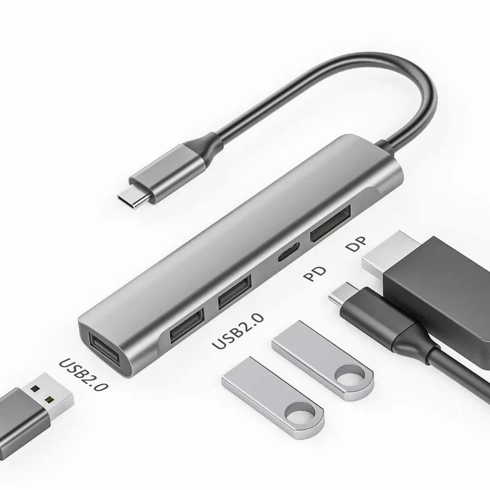 DisplayPort bilgisayar aksesuarları tip-c PD USB-C PD şarj tipi C adaptörü USB C Hub 5 In 1 yerleştirme istasyonu 5 In 1 USB Hub