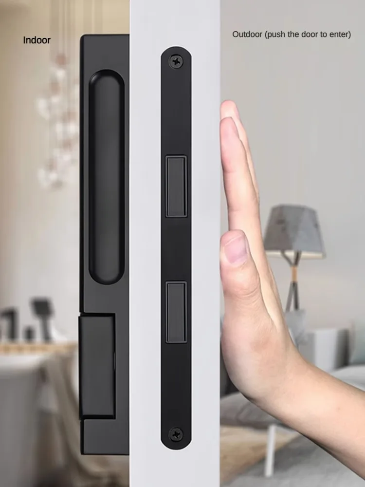 Imagem -02 - Fechadura de Porta Deslizante Ultra Bonita Maçaneta Muda Fechadura Invisível Unilateral Interior Quarto Novo 2023