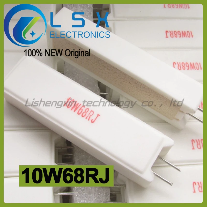 10pcs RX27-5 10W68RJ 10W 68R 5% high-power direct insertion ceramic cement resistor size 13x51x9 New and Original
