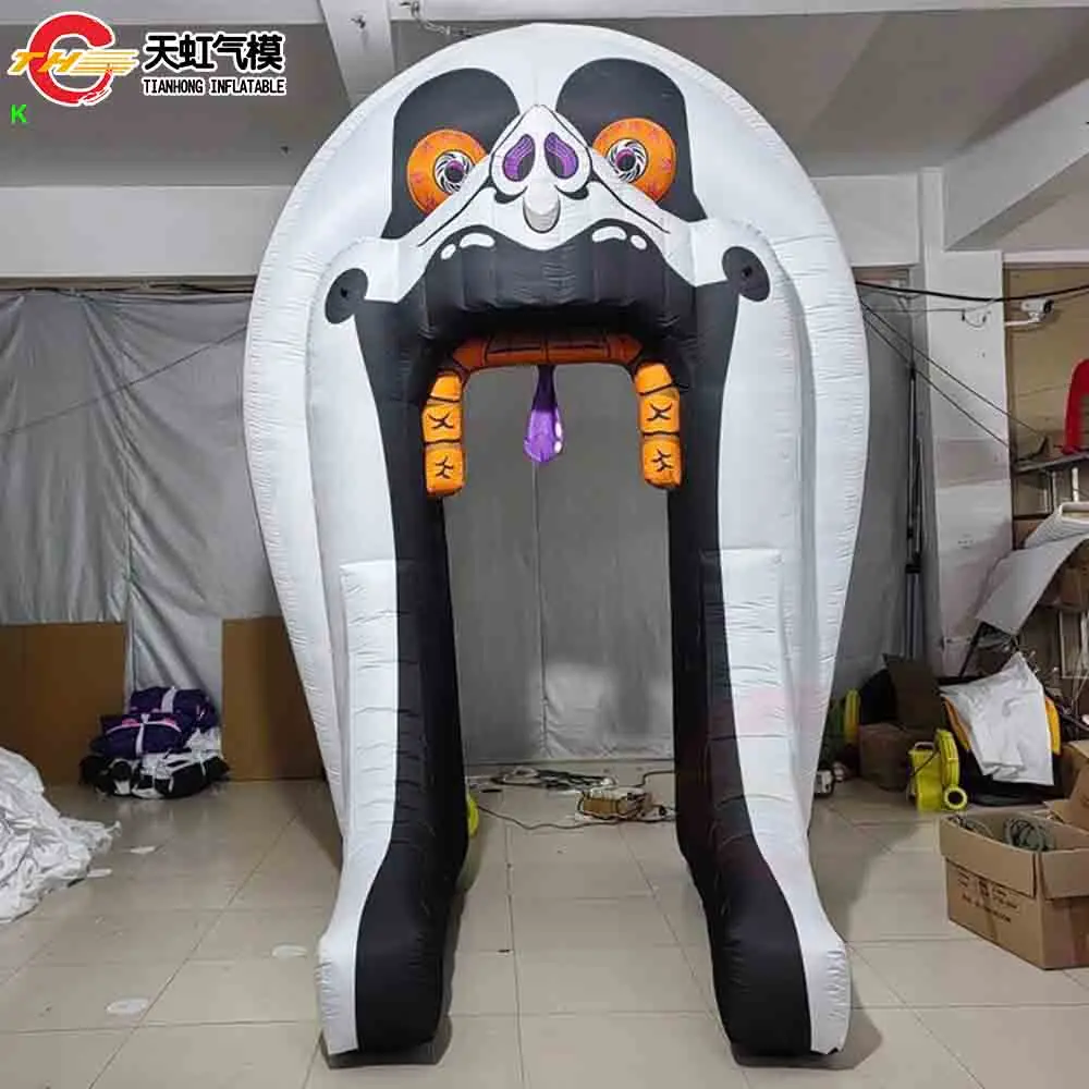 ハロウィンパーティー装飾用、送風機付き、膨張式ハロウィンアーチ、ゴーストマウスインフレータブルアーチ、迅速発送