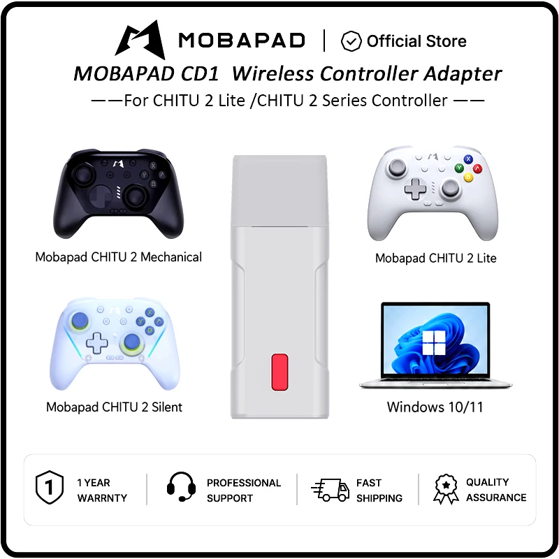 MOBAPAD CD1 USB-adapter voor draadloze verbinding, geschikt voor de Chitu 2 HD / Chitu2 Lite-gamecontroller, voor Windows 10/11, Bluetooth-dongle.