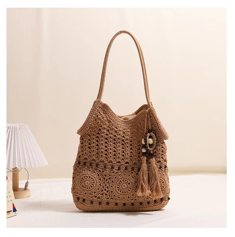 

Summer Crossbody Beach Travel Handbag Female Tassel Bag Women Bags Fashion Woven Hollow Out Shoulder Bags