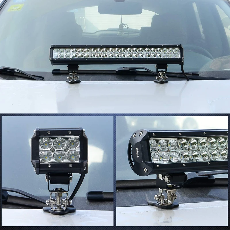 Universal Pilar Ajustável Capô LED Trabalho Luz, Suporte de Montagem para Off Road Jeep Truck e SUV