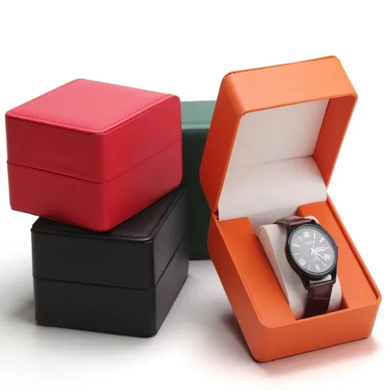 Round-corner PU Leather Pull-string Watch Box with Flip Cover - Convenient Display and Storage for The Watch Box