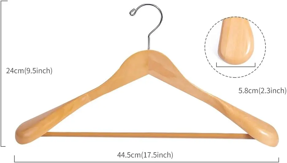 Nature Smile Luxury Natural Wooden Suit Hangers - 12 Pack - Wood Coat Hangers,Jacket Outerwear Shirt Hangers,Glossy Finish