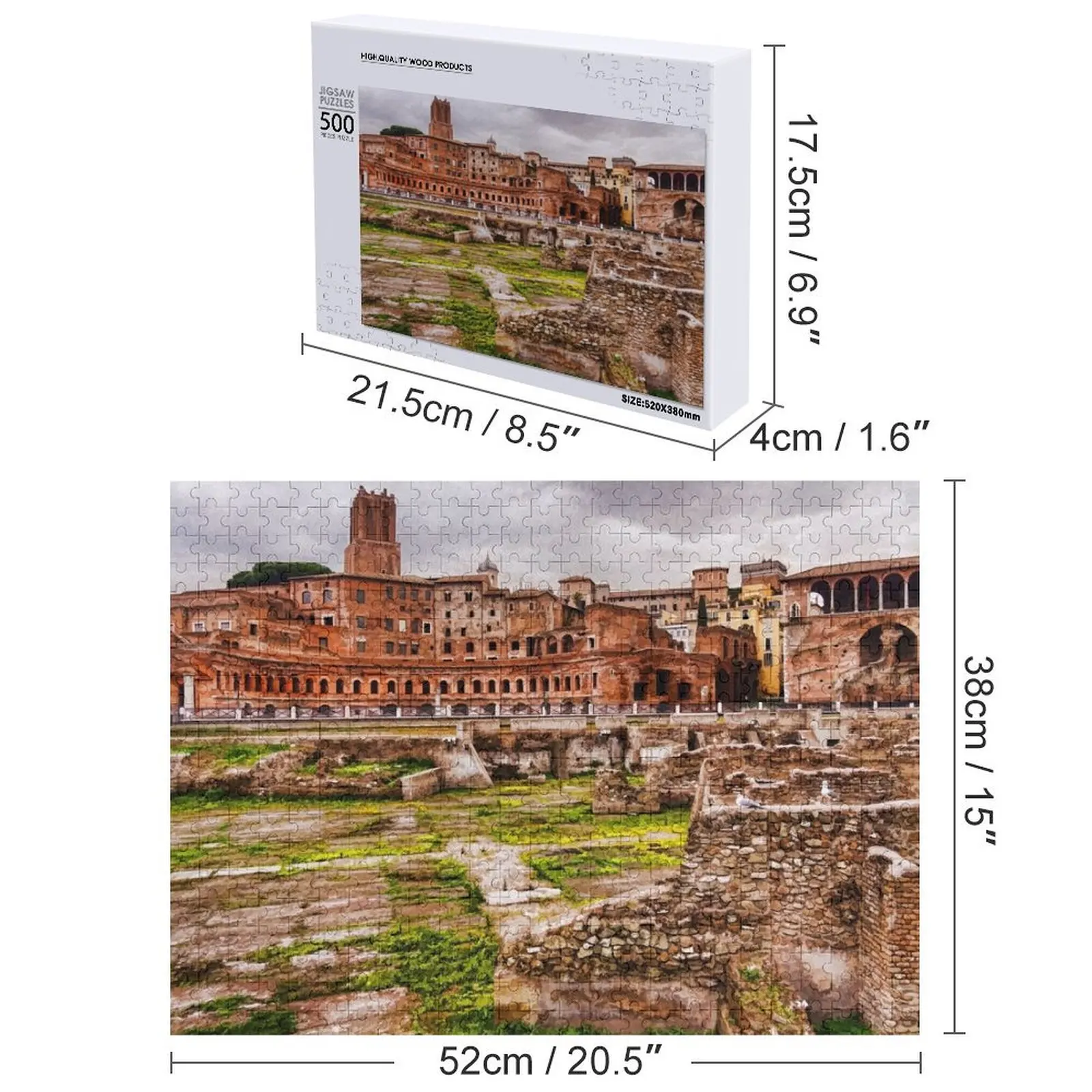 Trajan's Market und Forum – Impressions Of Rome Puzzle-Spiel für Kinder, personalisiertes Geschenk, verheiratetes Holzpuzzle mit individuellem Namen