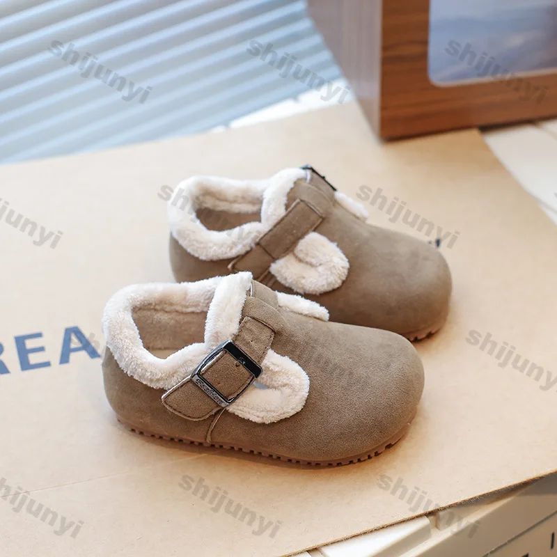 Kinder-Baumwollschuhe für den Winter, rutschfest, Freizeit, bequem, flach, warm, für Jungen und Mädchen, lässige Slipper, leichter Schuh mit weicher Sohle