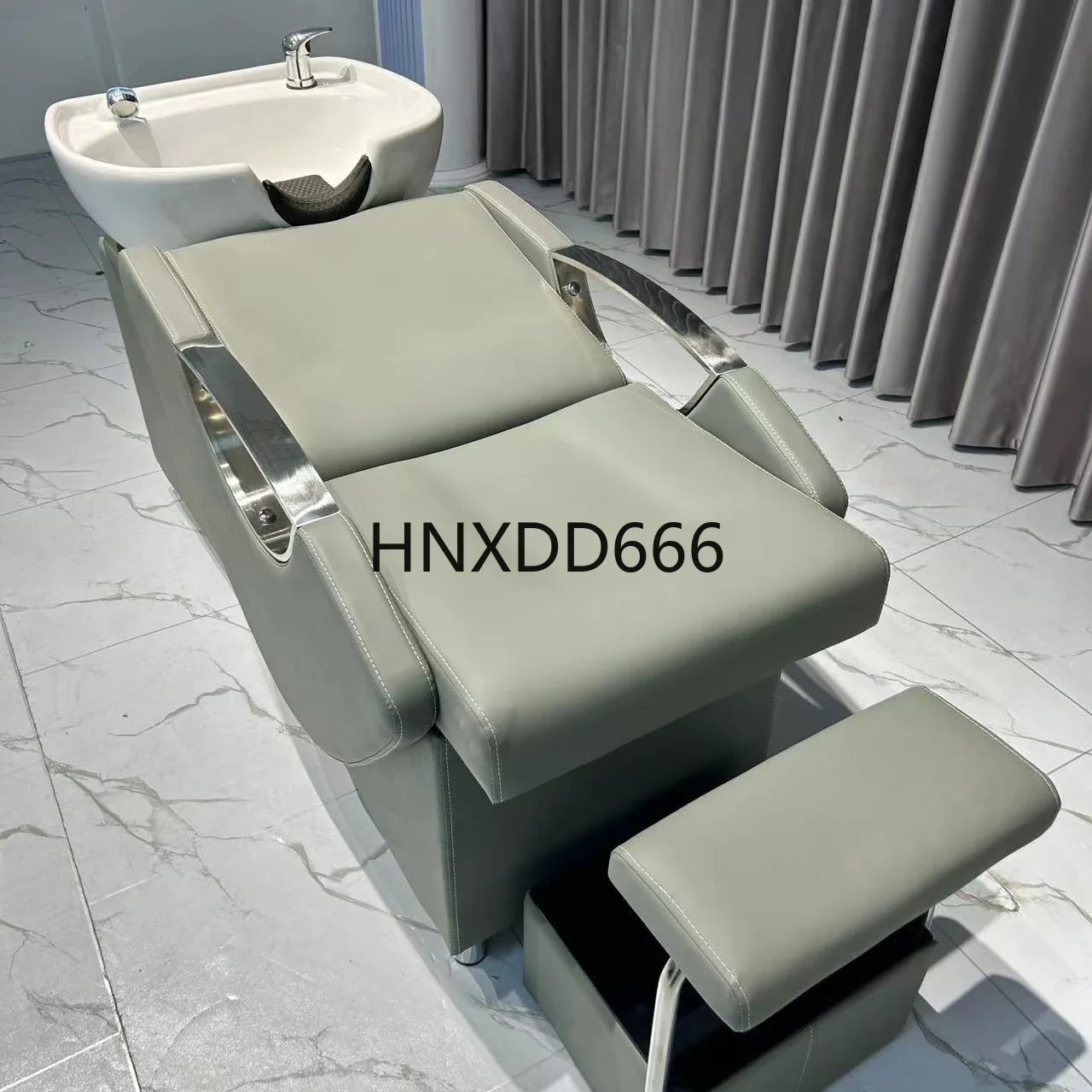 Barber shop special semi-lying flush bed ceramic basin massage integrated