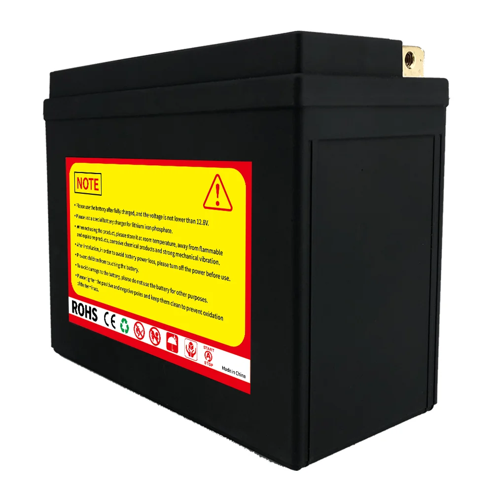 12.8V 12Ah LiFePO4 Motorcycle Replaces Battery Maintenance Free CCA 620A Lithium with BMS For ATVs UTVs YTX20L-BS