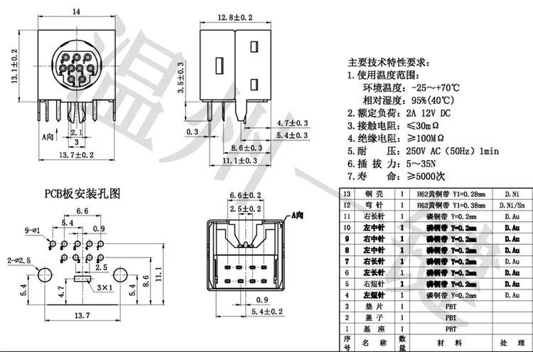 MDC-9-19 Square Large Keyboard Plug S Terminal All-Inclusive 9-Pin Nine-Core Din Socket Female Connector