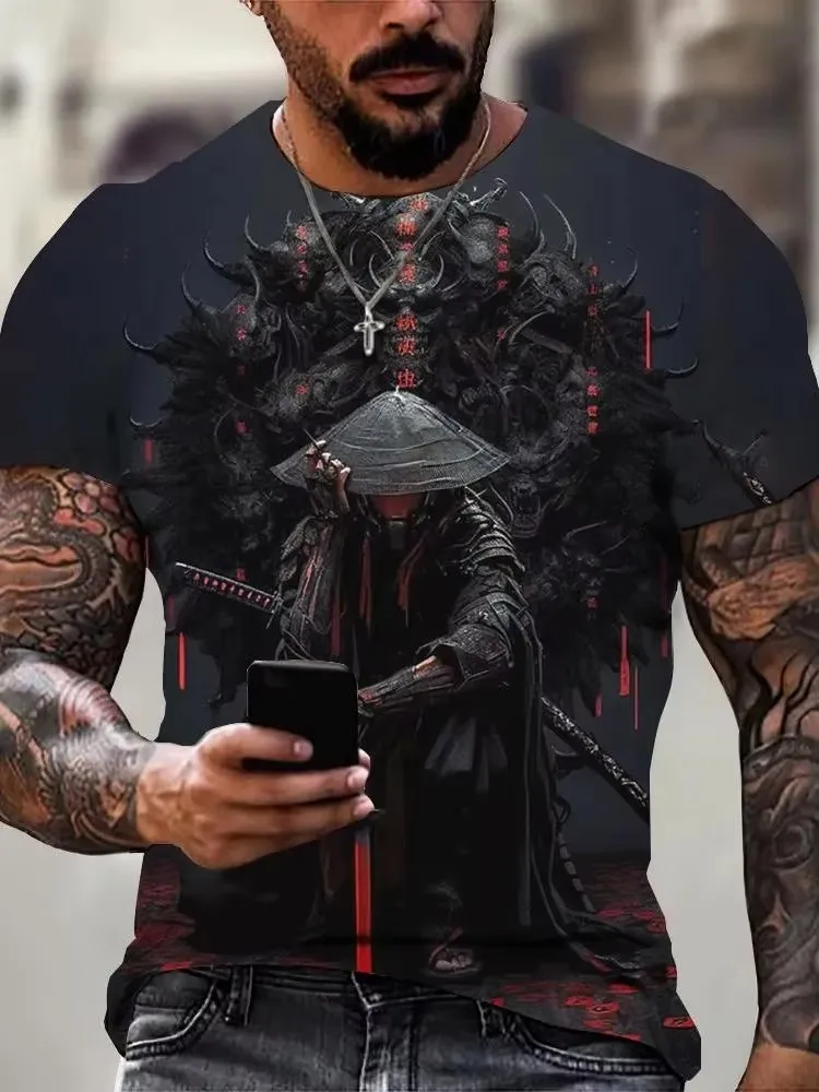 Japanese Samurai 3D Print T-Shirts Men Women Summer Casual Short Sleeve T Shirt Tops Streetwear Harajuku Tees Men's Clothing