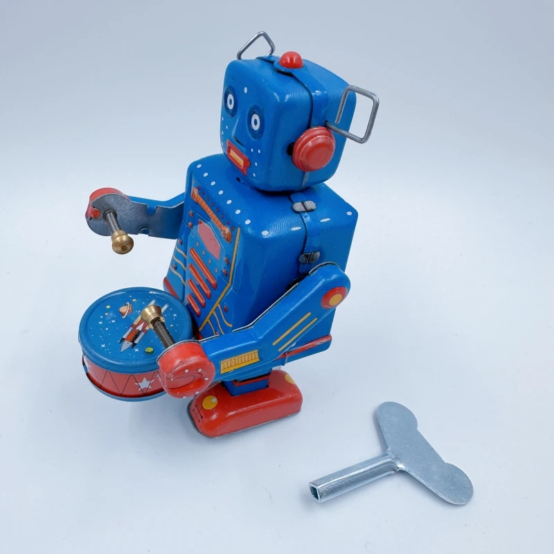Mechanical WindUp Toy Moving Drum Robot Physics Demo STEM Educational Toy Science Gift for 8-12 Year Olds