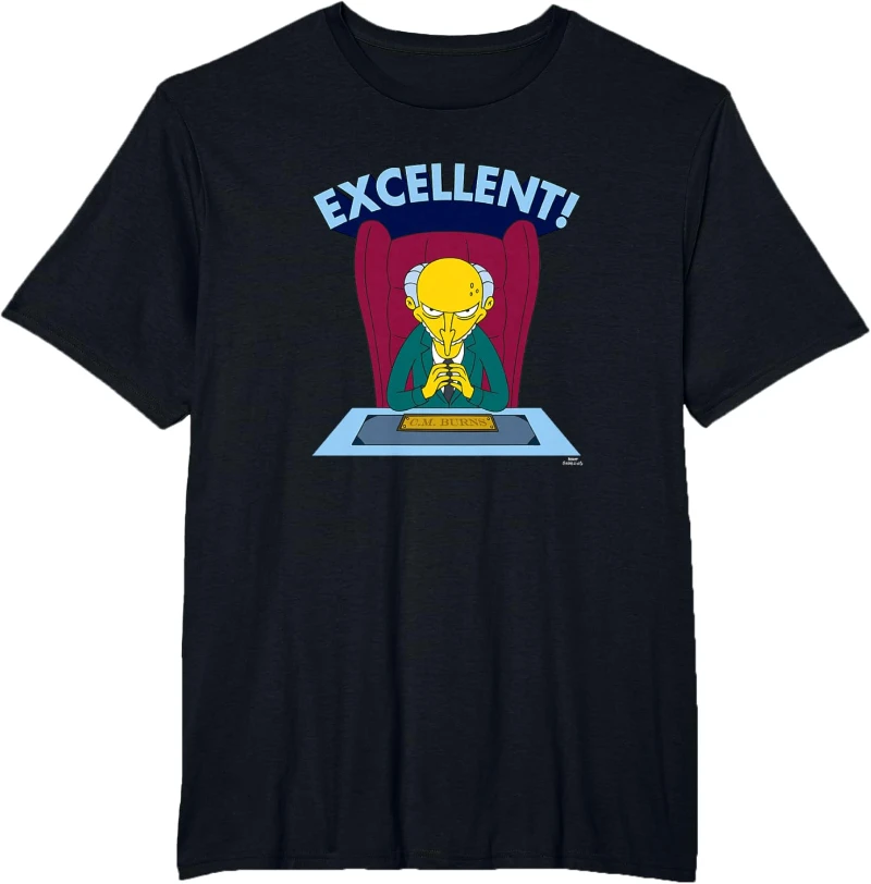 Camiseta de verano The Simpsons Mr. Burns, camiseta retro, camiseta informal transpirable de manga corta