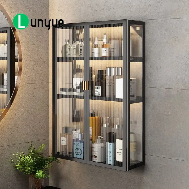 Wall Mounted Bathroom Storage Shelf for Cosmetics Body Wash Shampoo Toilet Organizer Locker No Drilling Required Space Saving