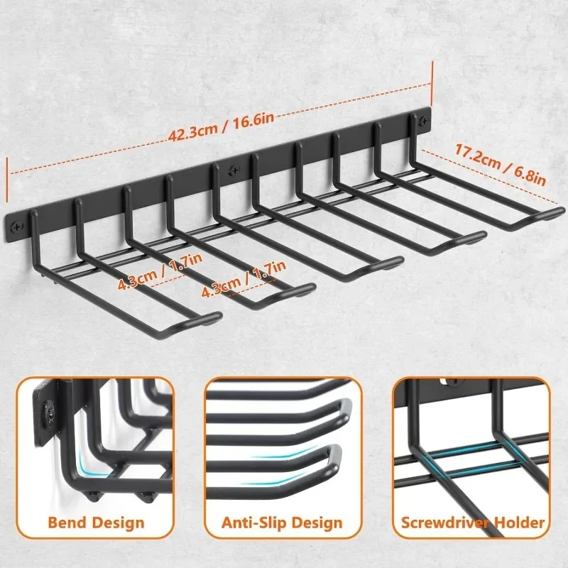 4 Slot Wall Mount Power Tool Storage Rack Metal Drill Organizer For Garage Workshop Screwdriver Power Drill Storage Organization