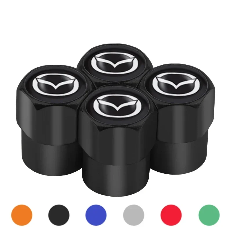 4pcs Car Wheel Tire Valve Caps Stem Case With Logo Auto Styling For Mazda 2 3 6 5 Axela Atenza CX 5 CX3 323 Emblems Accessories