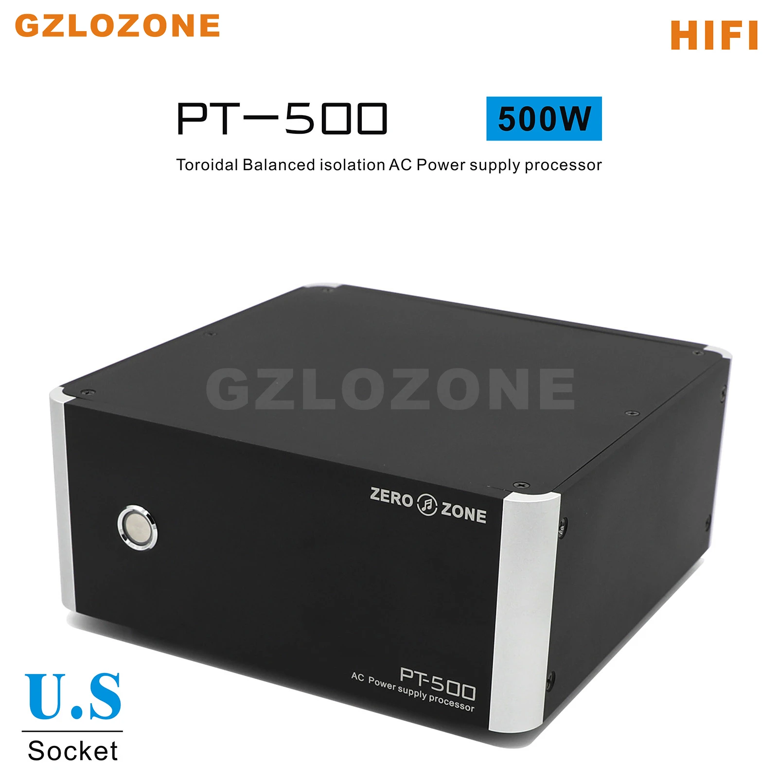 

ZEROZONE U.S Socket HIFI PT-500 Toroidal Balanced Isolation Transformer 500W AC Power Supply Processor