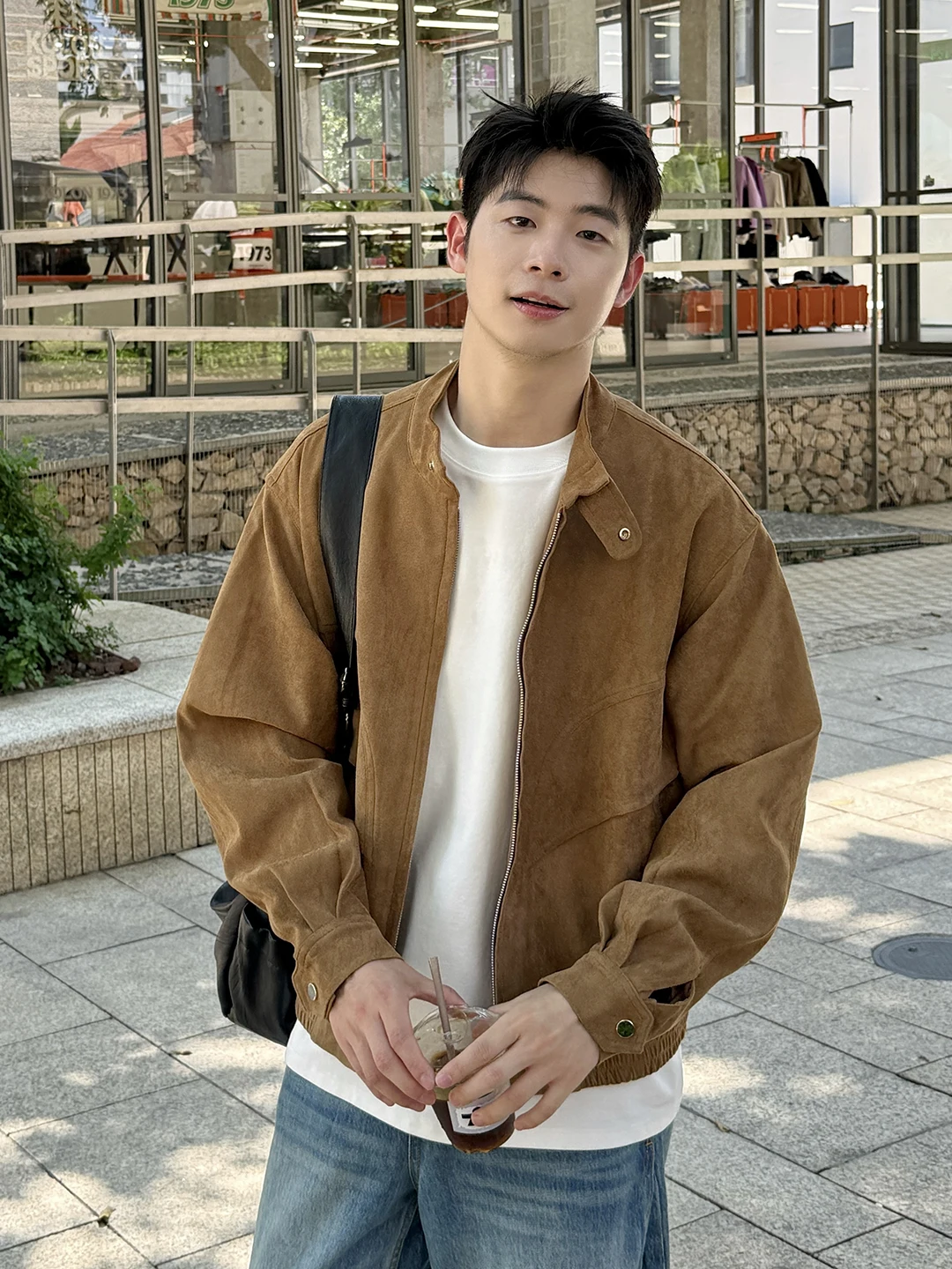 

Мужское замшевое пальто свободного кроя в стиле ретро в стиле ретро с воротником-стойкой, пальто Harlandon, повседневная верхняя одежда на осень-зиму, Cleanfit