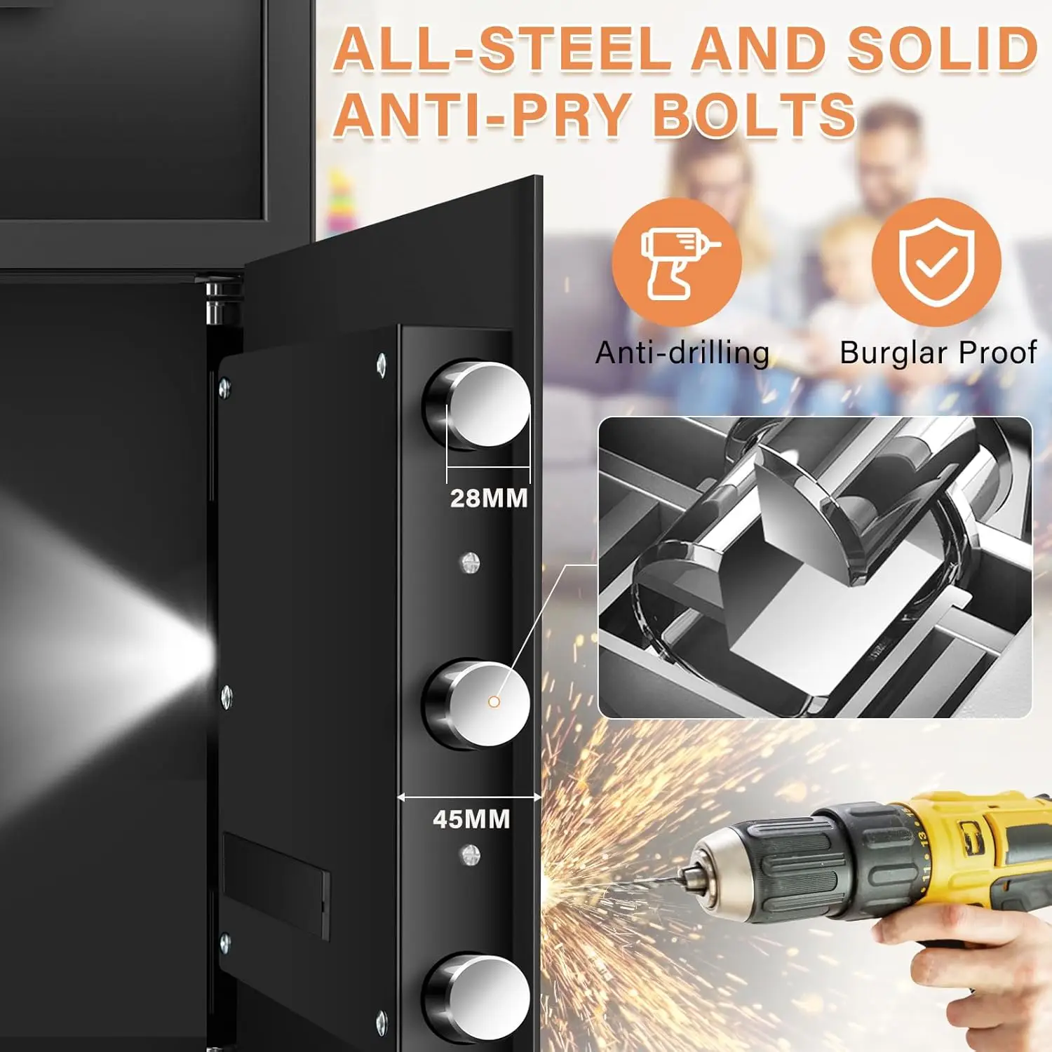 6.1 Cu ft Large Fireproof Drop Safe with Drop Slot, Anti-Theft Drop Safe for Business with Digital Backlit Keypad and Spare Key,