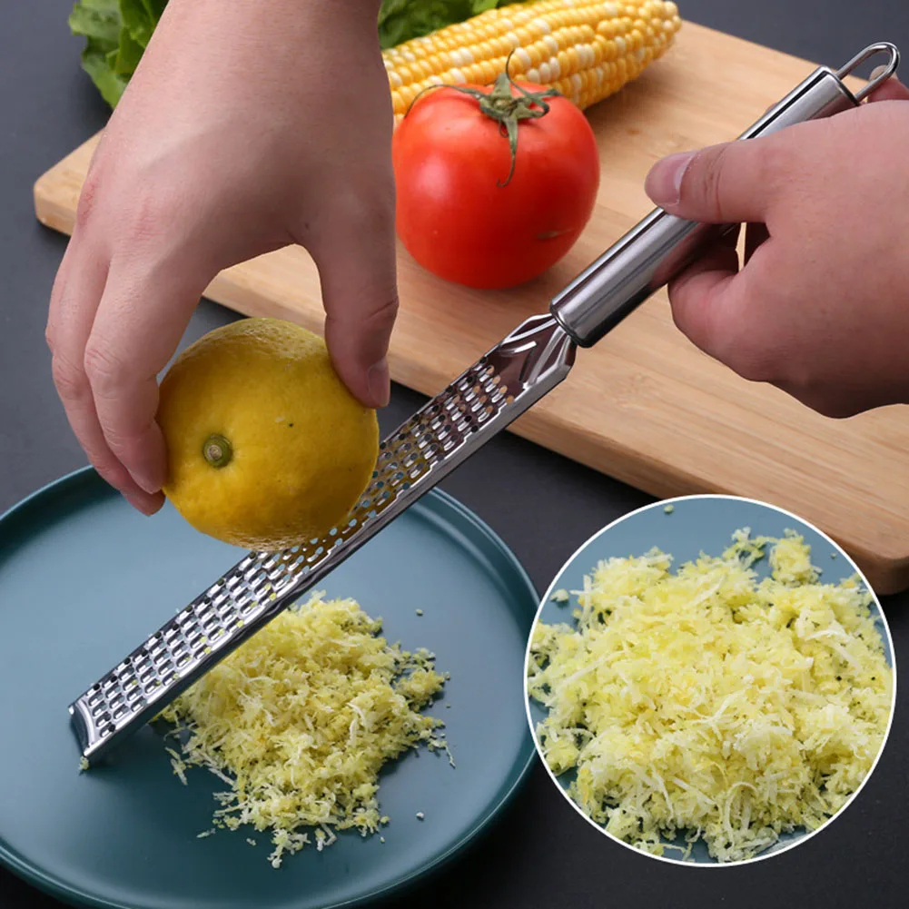 

Multi Grater Lemon Citrus Fruit Peeled Ginger Garlic Long Chocolate Grater Cheese Spice Stainless Steel Grater Kitchen