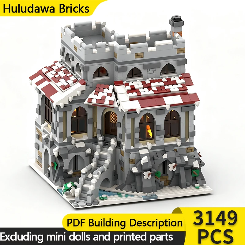 

Medieval Castle Model MOC Building Bricks Winter Village Manor Modular Technology Children Holiday Gifts Assemble Toys Suit