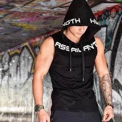 Men Cotton Hoodie Sweatshirts Sports fashion fitness clothes bodybuilding tank top men Sleeveless pullover Casual Hoodie