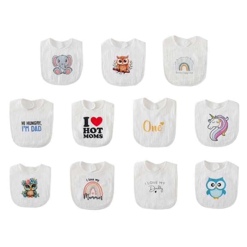 

Baby Bibs Absorbent Cotton Teething Bibs Adjustable Burp Bibs with Button for Baby Boys Girls Toddler Infant