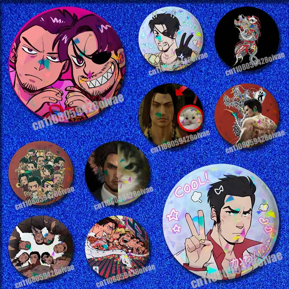 Kiryu Kazuma Majima Yakuza Like A Dragon Insignia Badge Cover For Ornament 58mm 32mm 25mm Round Pin Brooch Cosplay