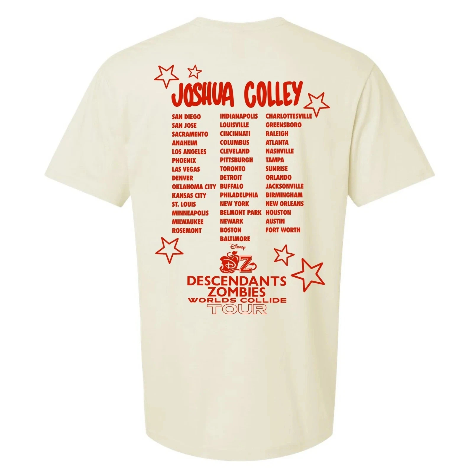 تي شيرت أحفاد الزومبي وورلدز كوليد تور 2025، تي شيرت جوشوا كولي كاست الفاخرة الراقية لكل من الرجال والنساء Y2k