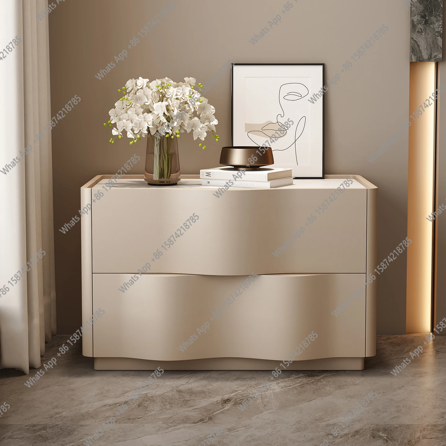 Designer Minimalist Bedside Table Modern Simple Solid Wood Master Bedroom New Personality Premium Locker