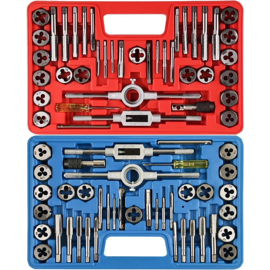 

80pcs Tap and Die Set SAE Metric Tap Die Wrench Set for M3 to M12 Coarse and Fine Threads Rethreading Bits for Cutting External