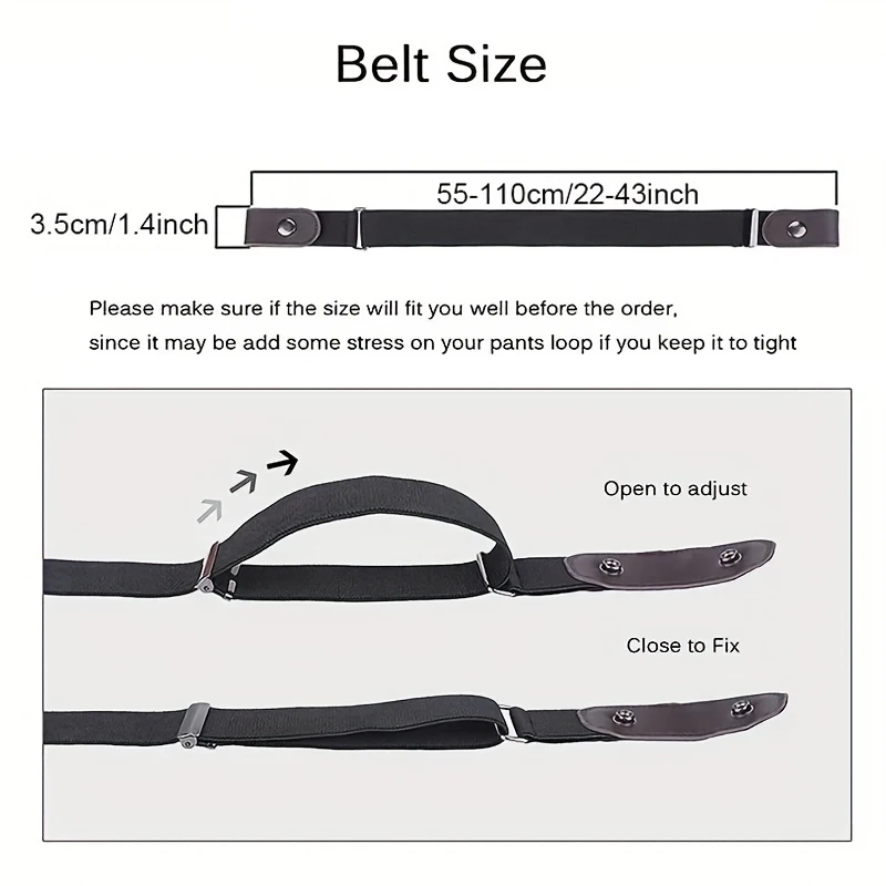 Simple Fashionable Unisex Belt Elastic Men'S Belt Invisible and Seamless Jean Belt Length Adjustable Suitable for Any Pants Type