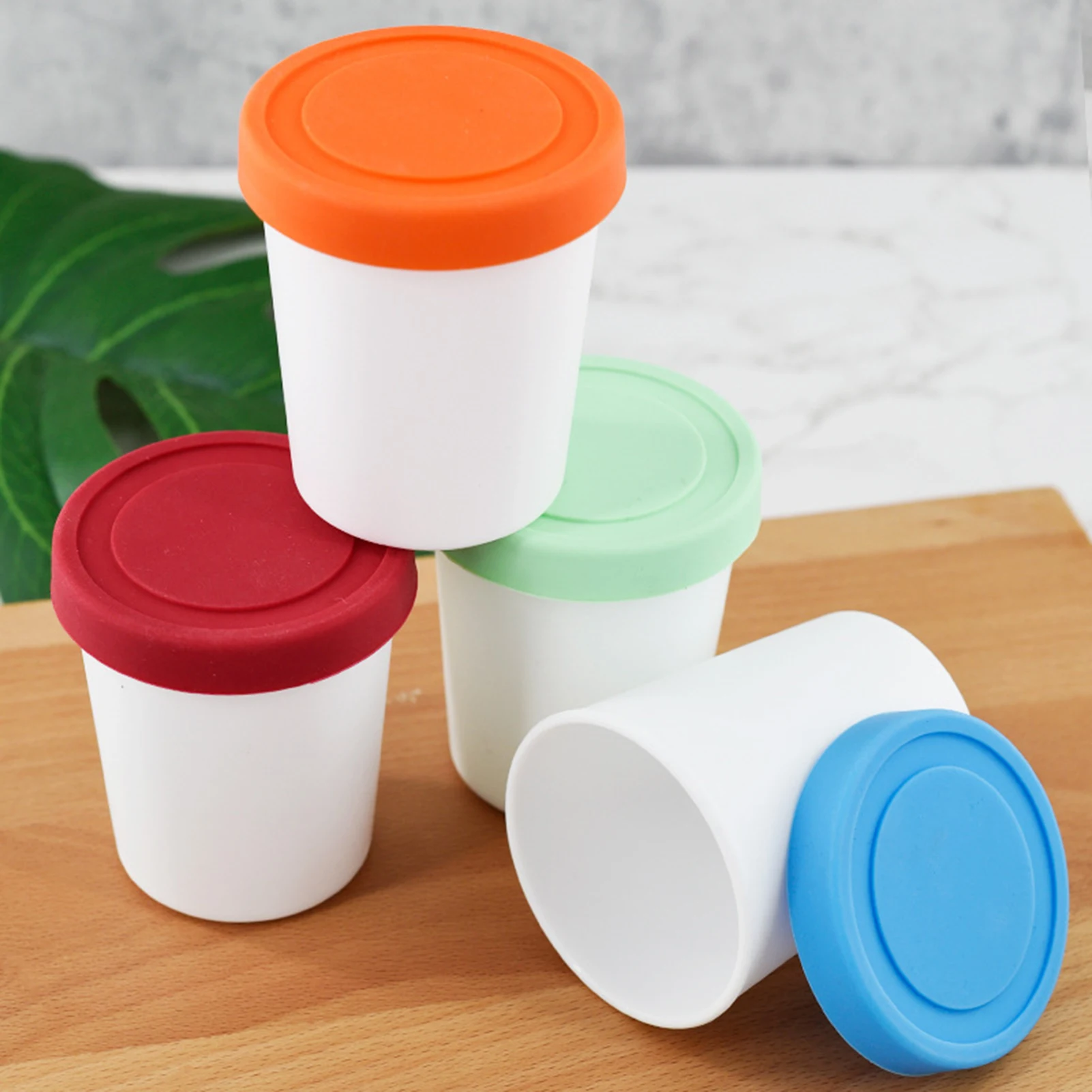 180/250/1000ml Silicone Round Ice Cream Freezer Cups with Lids Reusable Dessert Food Storage Containers Soup Bucket Container