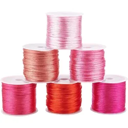 60 Yards Pink Nylon Rattail Satin Cord 2mm Silky Cord Satin String Thread for Macrame Kumihimo Friendship Bracelet Necklace