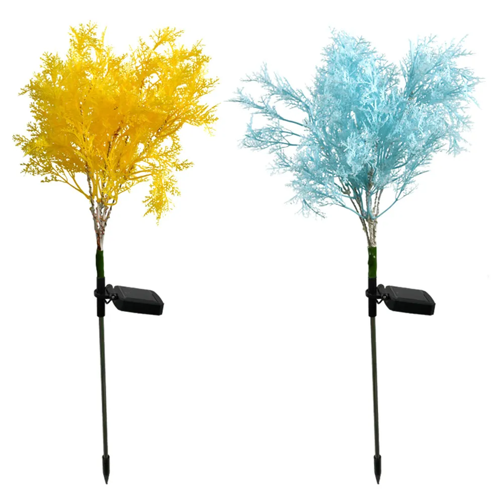 Solar Power Garden Rime Lamp Durable Yellow Outdoor Lawn Stake Light Landscape Lighting Energy Saving for Yard