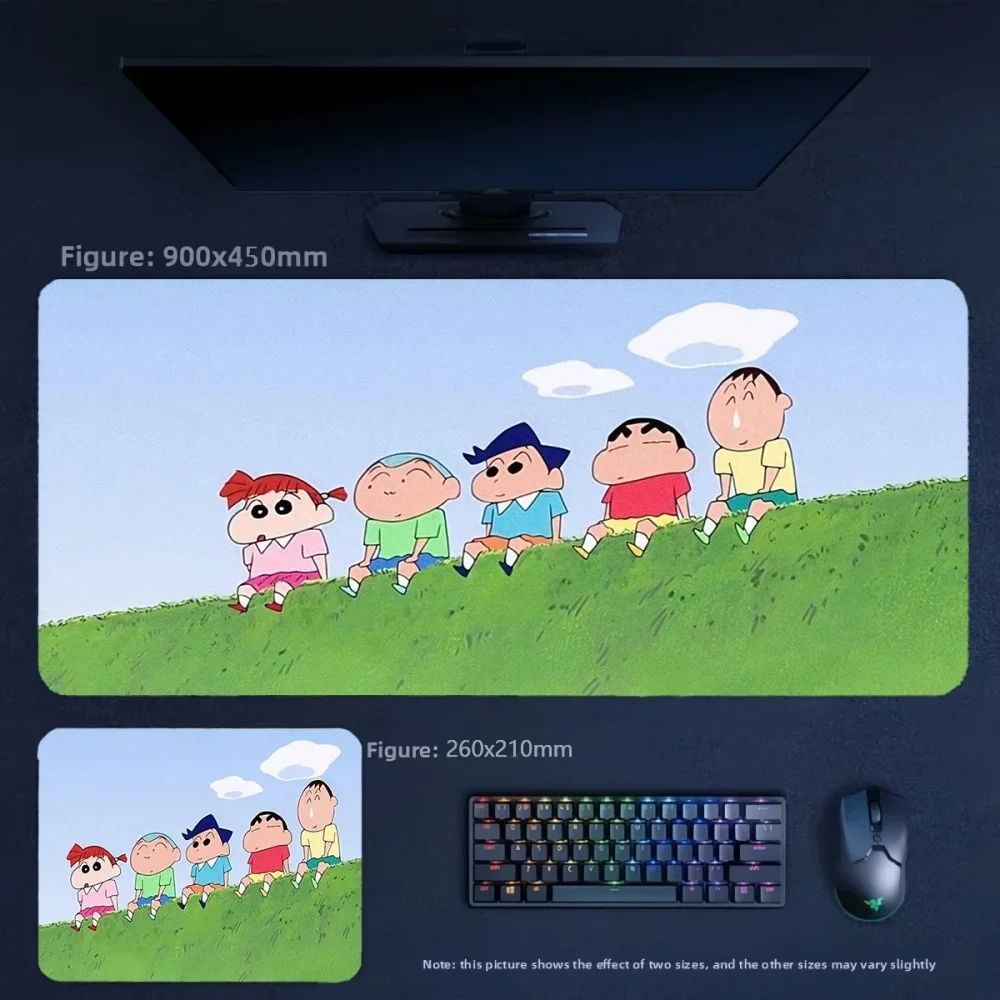 Cartoon Crayon Shin-chan and His Friends Pattern Large Size Leather Decorative Table Mat Animation Non-slip Leather Mouse Pad
