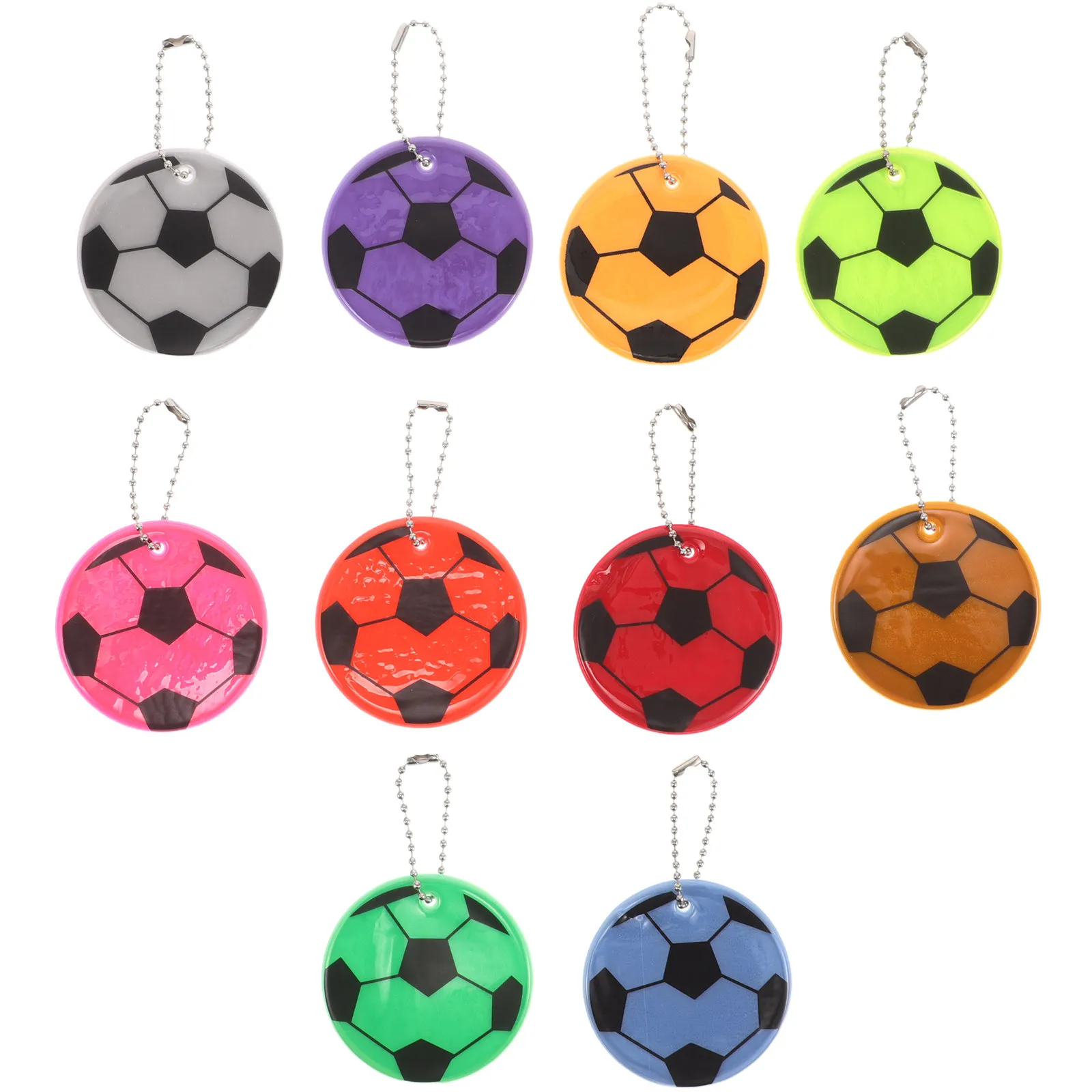 

10 шт. светоотражающих брелоков-футбольных мячей для ночной безопасности, подвески на рюкзак, высоковидимые светоотражающие брелоки для мальчиков, студентов, для активного отдыха