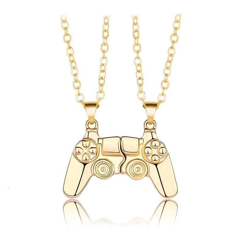 Game Console Handle Magnet Best Friend Pendant Necklace Men Women Double Chain Necklace Lover Jewelry Lovers Gifts